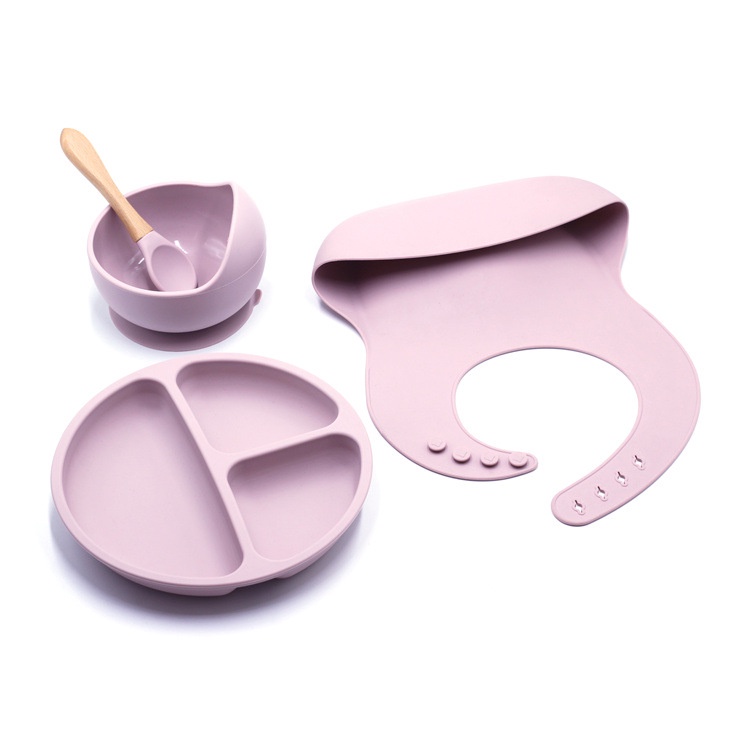 Alat tempat makan bayi bowl mangkok silicone suction bib slabber plate sendok baby spoon