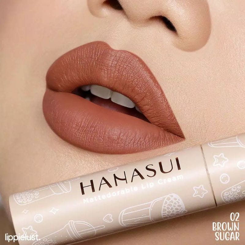 najmia Hanasui Mattedorable BOBA Lip Cream bibir blush on lip and cheek lipstik matte hanasui Boba-Boba 02 brown sugar
