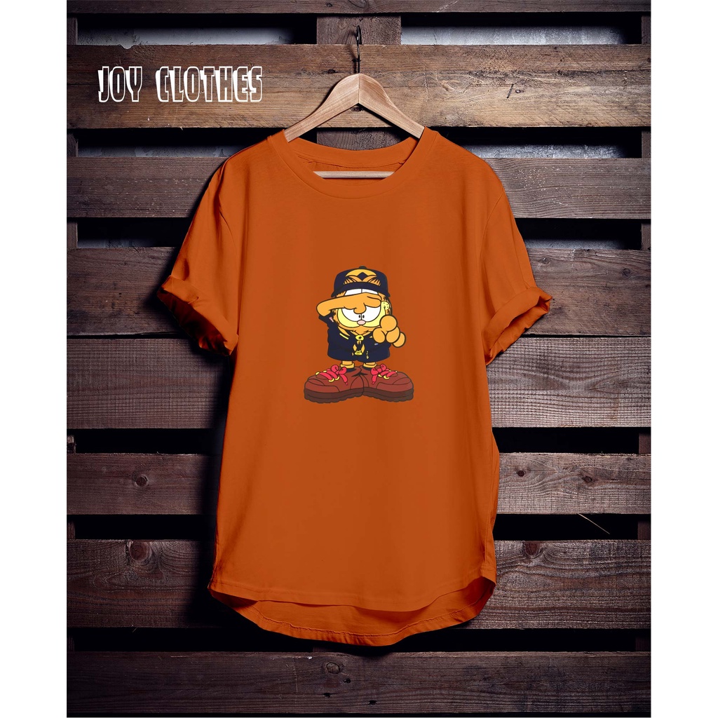 GARFIELD RAPPER ORANGE TSHIRT -KAOS GARFIELD- KAOS KOLEKSI GARFIELD