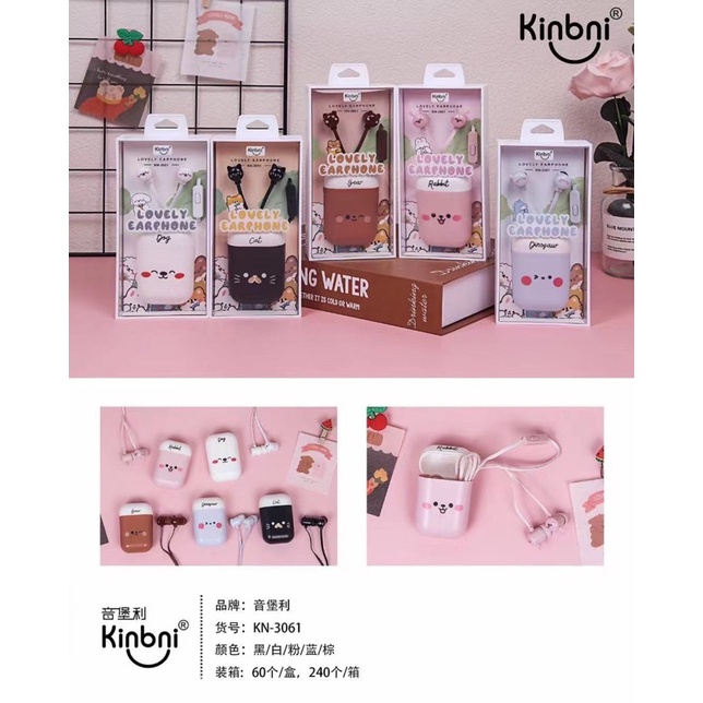 [KN-3061] Set Headset Earphone LOVELY KARTUN IMUT CUTE &amp; LUCU / Wadah Earphone Karakter Cartoon