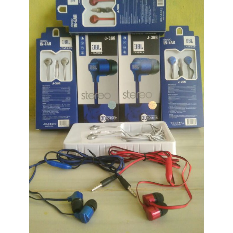 Jual Earphone Headset Headphone Jbl Original Biru Merah Putih Meter Stereo Suara Bass Keras