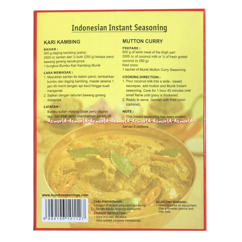 Munik Bumbu Kari Kambing Mutton Curry Seasoning Bumbu Instan 100gr