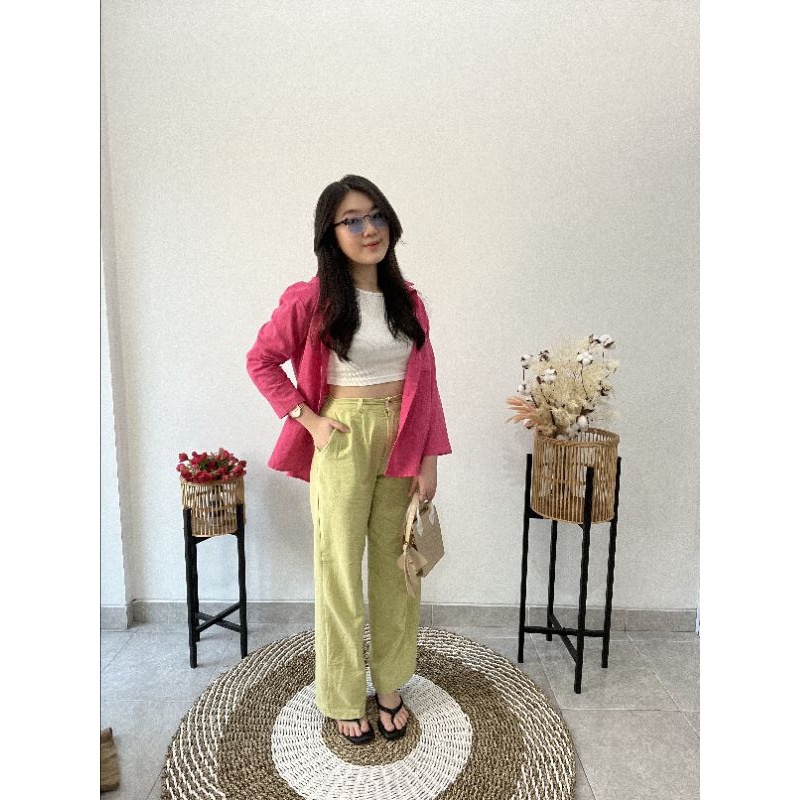 Celana kulot Highwaist linen wanita | loose pant linen | celana kulot panjang wanita