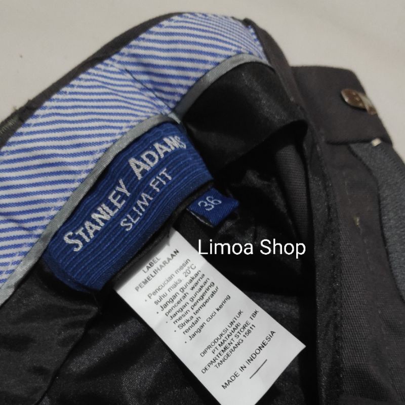 Celana Chino STANLEY ADAMS Abu Gelap Slimfit Bahan Stretch / Melar SA 23