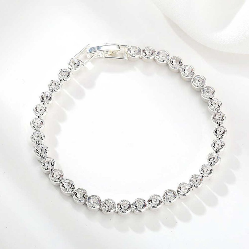 Gelang Rantai Kristal Roman Sederhana Aksen Zirkon Baris Tunggal