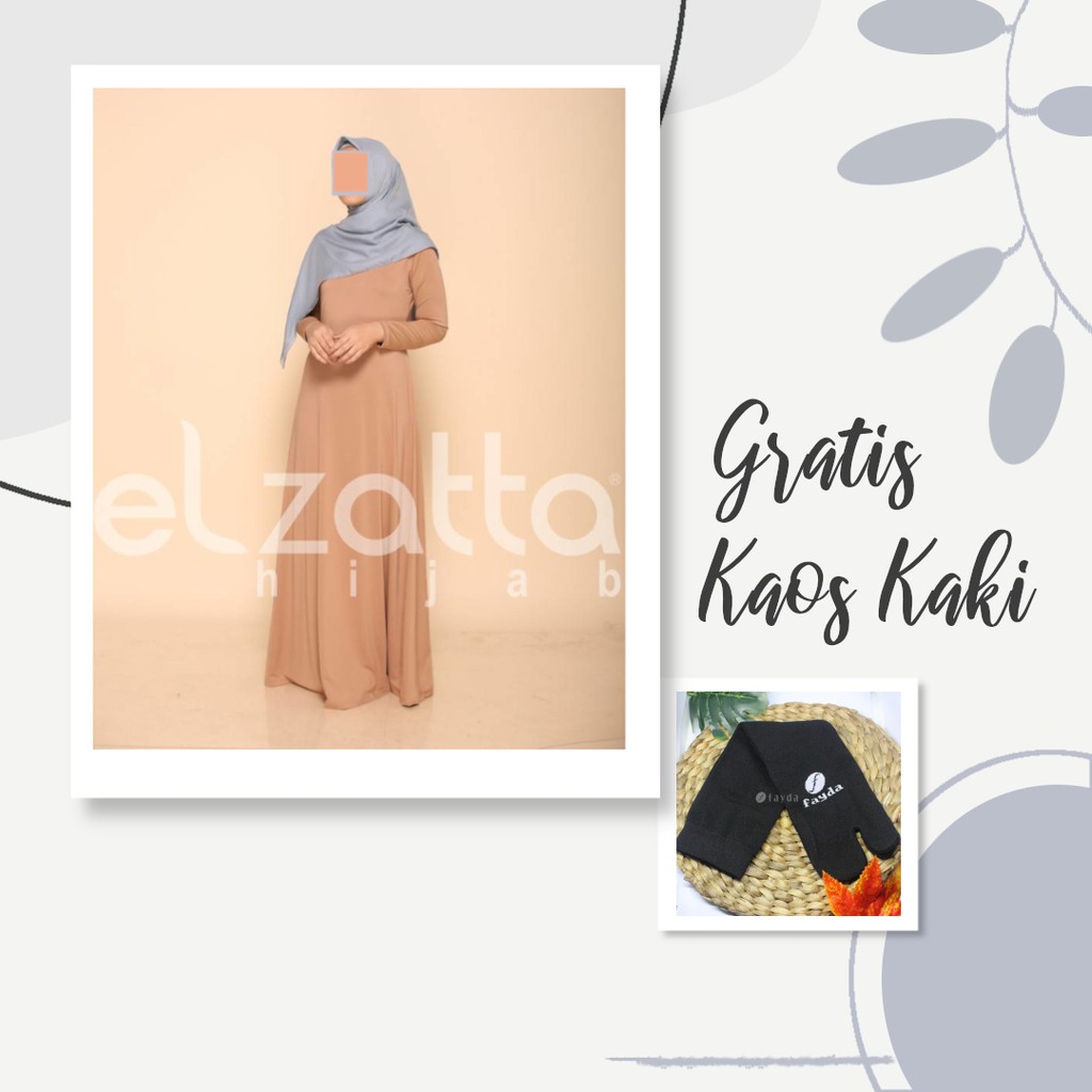 Gamis Elzatta Terbaru Azra Gamis Simpel Elegan Tobaco Brown GRATIS Kaos Kaki