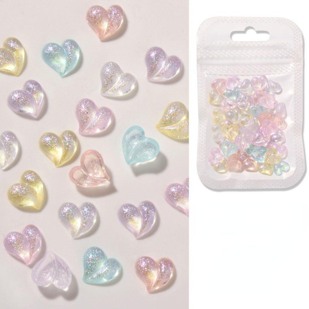 AUGUSTINA Augustina Nail Art Charms Sparkly Crystal Love Heart Peach Manikur Aksesoris Beruang Dekorasi Nail Art