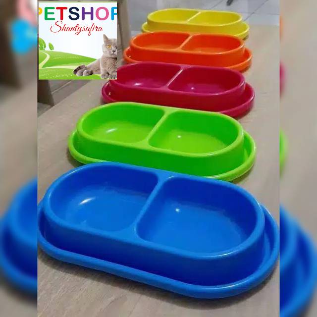 Tempat Makan TEBAL Kucing Anjing Kelinci Anti Semut Double Pet Dish