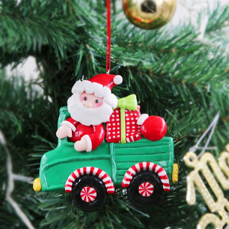 Zzz 3Pcs / Set Ornamen Gantung Pohon Natal Bentuk Santa Claus / Rusa / Snowman Bahan Clay
