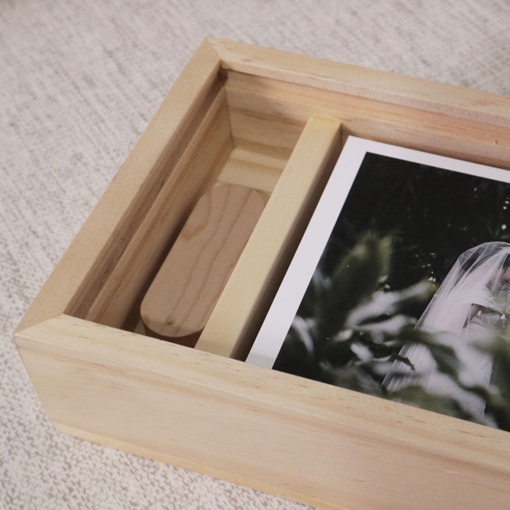 Slide Box Wood | Kotak Foto &amp; Flash Disk | 20 x 11 x 3 cm