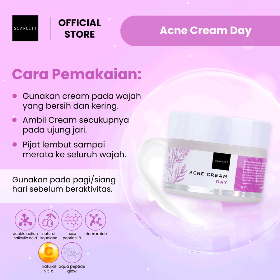 Scarlett Whitening Perawatan Kulit Wajah Acne Series Day Cream