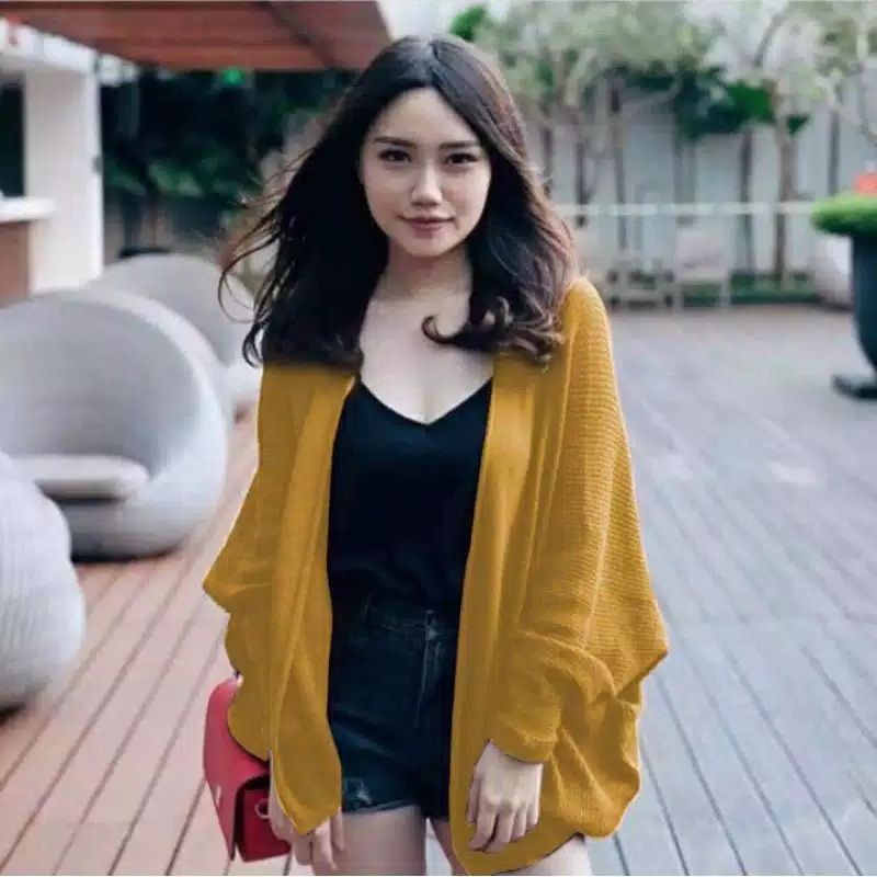 Cardigan Rajut OVERSIZE BATWING/Cardigan Rajut Wanita Tebal PREMIUM STORE09 MURAH-Mustard(kuning)