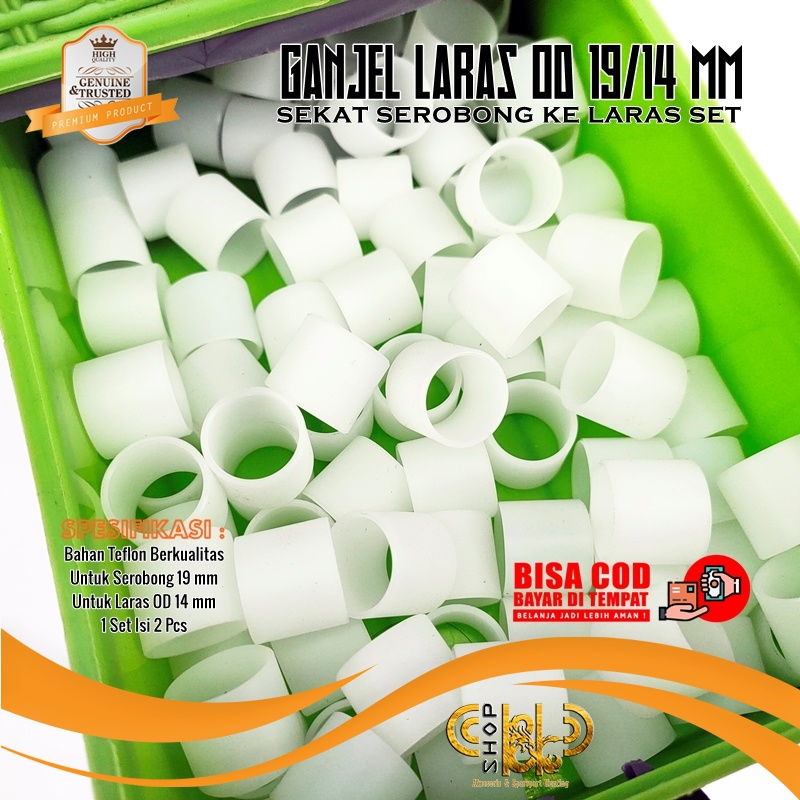GANJAL LARAS OD 19/14 MM WHITE TEFLON MATERIAL - TEFLON BERKUALITAS