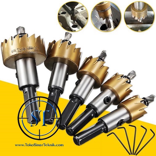 5 Set Mata Bor Carbide Wrench Tip HSS Drill Bits Hole Saw Metal Alloy Gold Shank Wrench Lubang Isi 5 Pcs