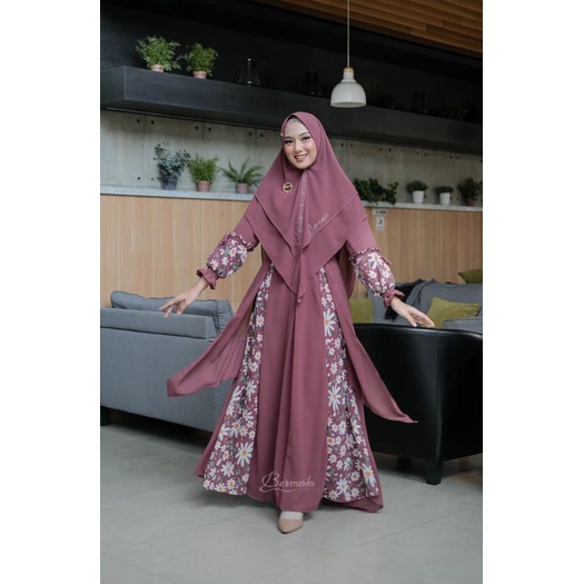 GAMIS SYAR'I MARWAH BUNGA MATAHARI CERUTY BABYDOLL BERMERKS ORIGINAL BRAND