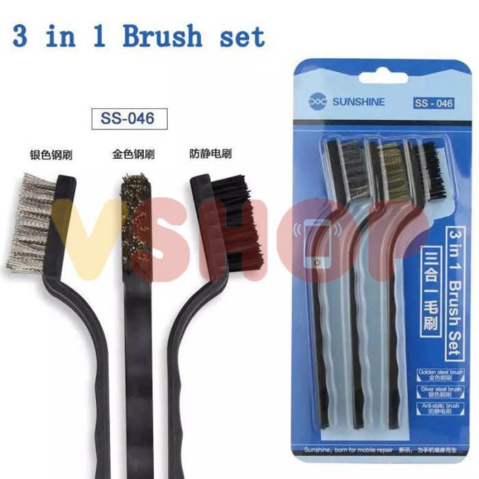 SIKAT KAWAT ANTI-STATIC 3IN1 BRUSH SET SUNSHINE SS-046