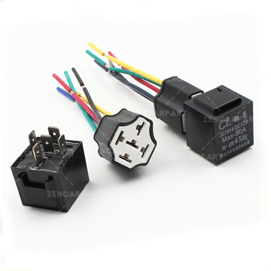 [1 PCS] Socket Soket Relay Kaki 5 Pin 5Pin Kabel Tembaga Serabut Besar Ceramic Keramik Klakson Lampu Kaki 4 Kaki 5 Pin