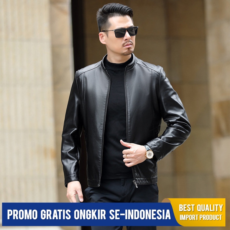 Jaket Kulit Hunterson       Mantel  Polo Kerah Ritsleting Kasual  Mantel Import