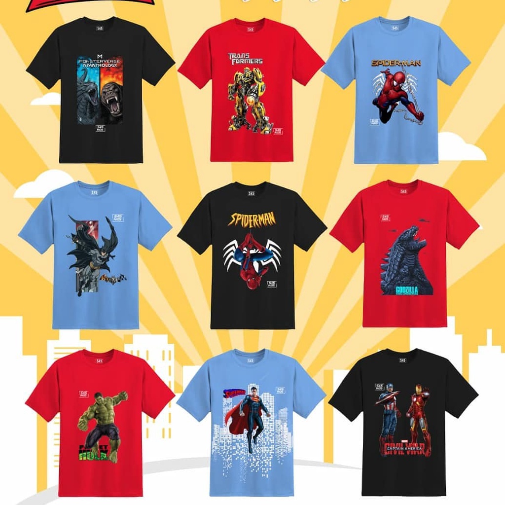 KAOS ANAK LAKI-LAKI SUPERHERO USIA 8-14 TAHUN