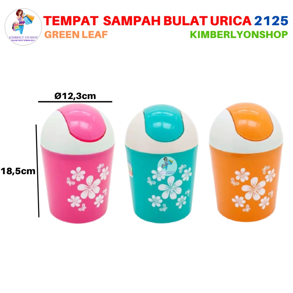 Tempat Sampah Bulat Urica 1,2 L 2125 Green Leaf