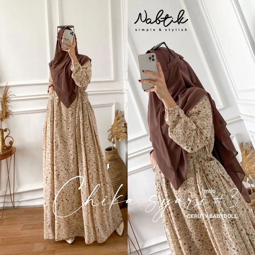 CHIKA SYARI/SYARI KEKINIAN/GAMIS SYARI TRENDY/GAMIS SYARI SIMPEL/GAMIS SYARI MURAH/GAMIS SYARI LEBARAN