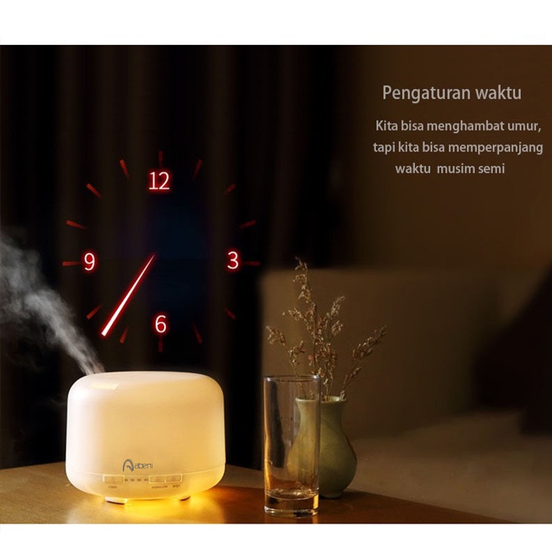 Abeni Humidifier Aroma Diffuser 500ML+ 7 LED Light Purifier  Pelembab udara （Dengan Remote）-4