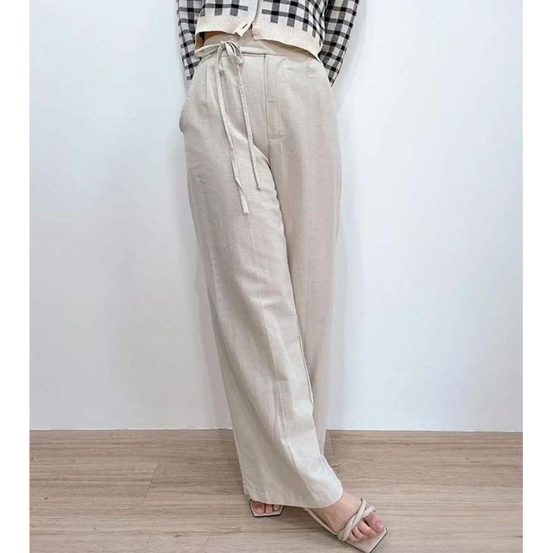 Celana Kulot Linen Jenelle Pants Celana Rami Highwaist Loose Pants