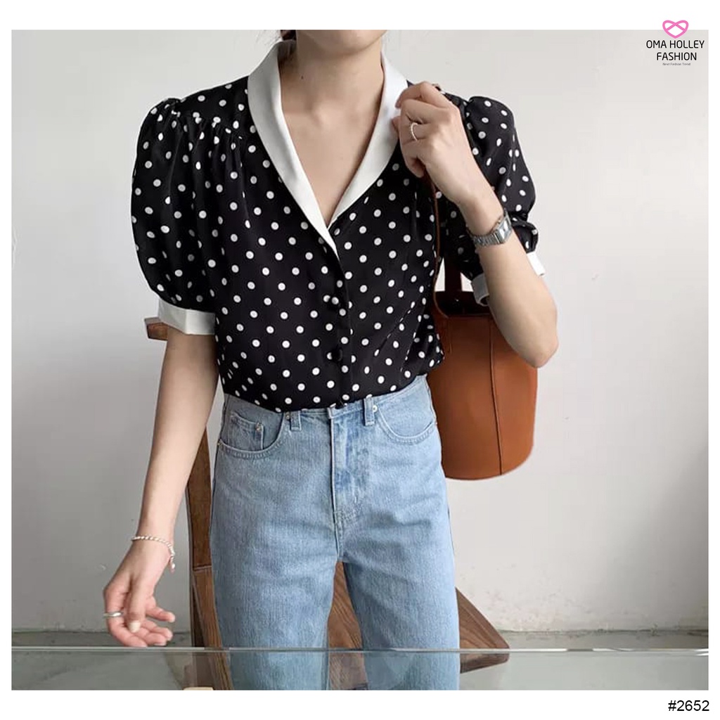 (COD) OH Fashion Envy Top Polkadot Wanita #2652