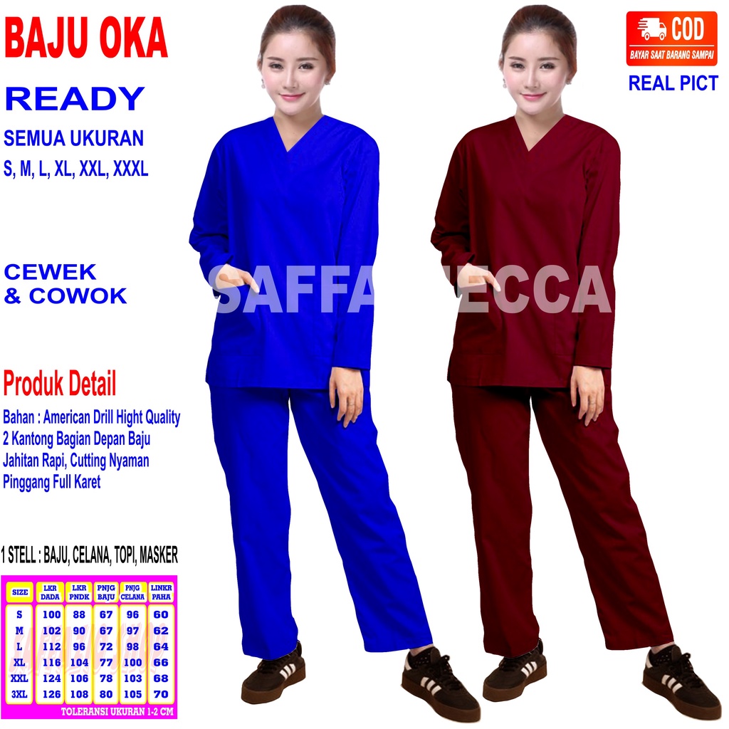 Baju Oka   Baju Oka Lengan Panjang  Scrub Perawat  Scrub Lengan Panjang  Baju Jaga  Baju OK  Baju Perawat / Pria / Wanita Harga Murah Terbaru Lengan Panjang COD