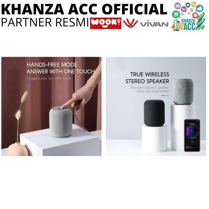 KHANZAACC Vivan VS12 Bluetooth Speaker Surround Sound 360° Waterproof IPX6 Hi-Fi TWS Micro SD AUX