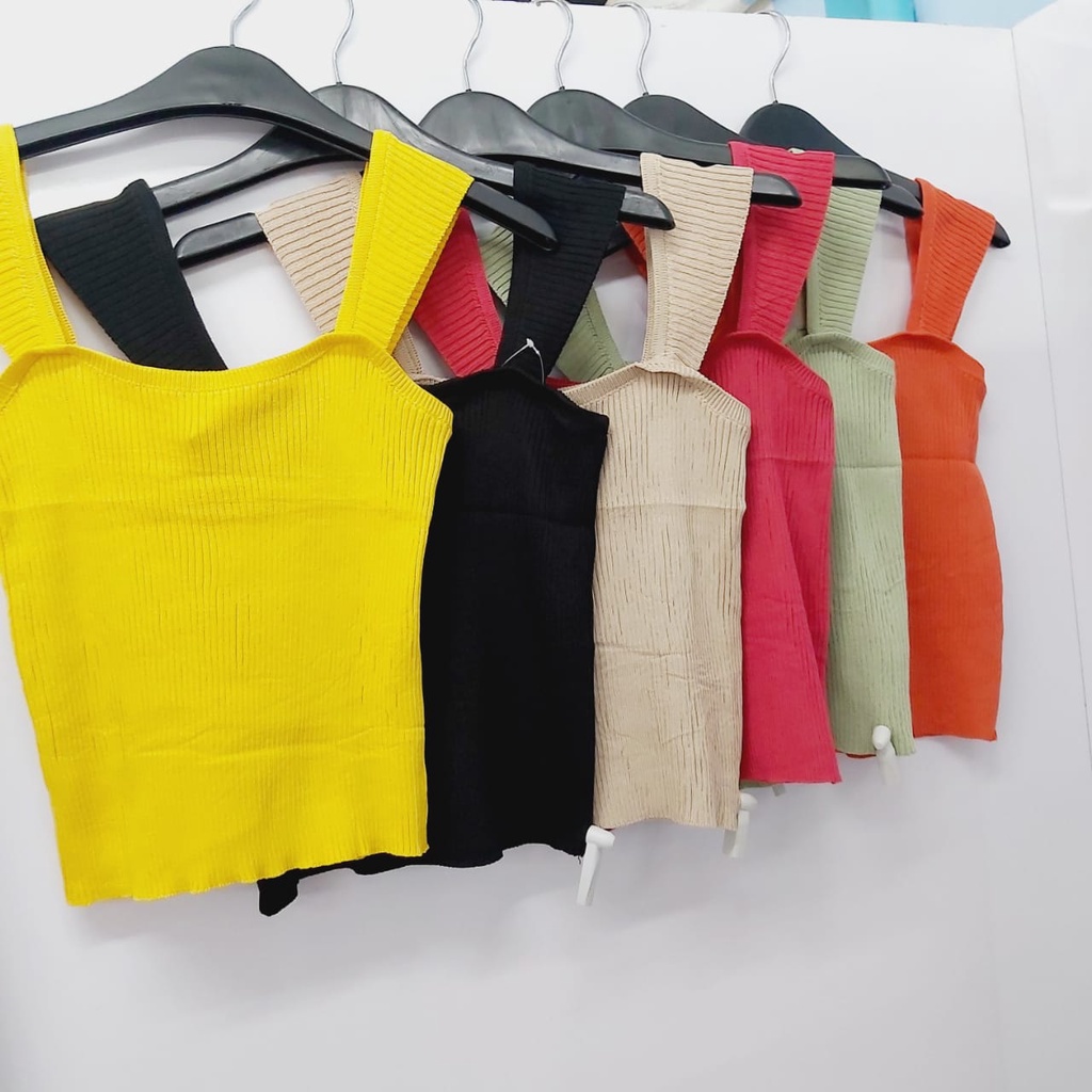 ATASAN FASHION PAKAIAN TANKTOP RAJUT WANITA / CEWEK KEKINIAN KOREA