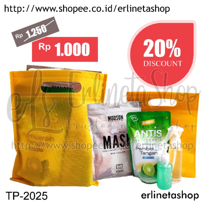 

Tas plong 20x25 KECIL / tas oval / tas kain spunbond 65 gsm / goodie bag / tas seminar / tas hand sanitizer