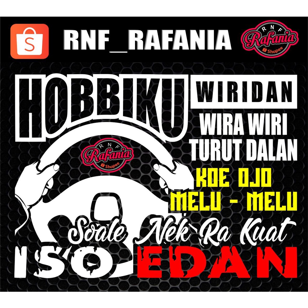 STICKER KACA PINTU/BODY MOBIL HOBBIKU WIRIDAN WIRA WIRI TURUT JALAN TRUCK/PICK UP/L300