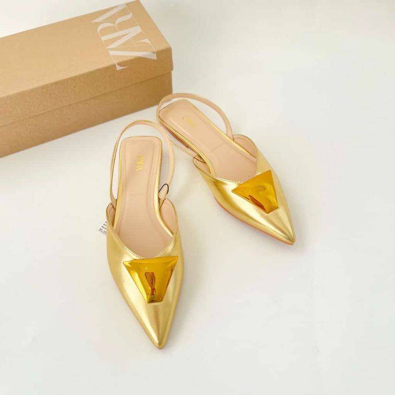 PROMO SALE Flat Shoes Zara Sepatu Sandal Pesta Gold