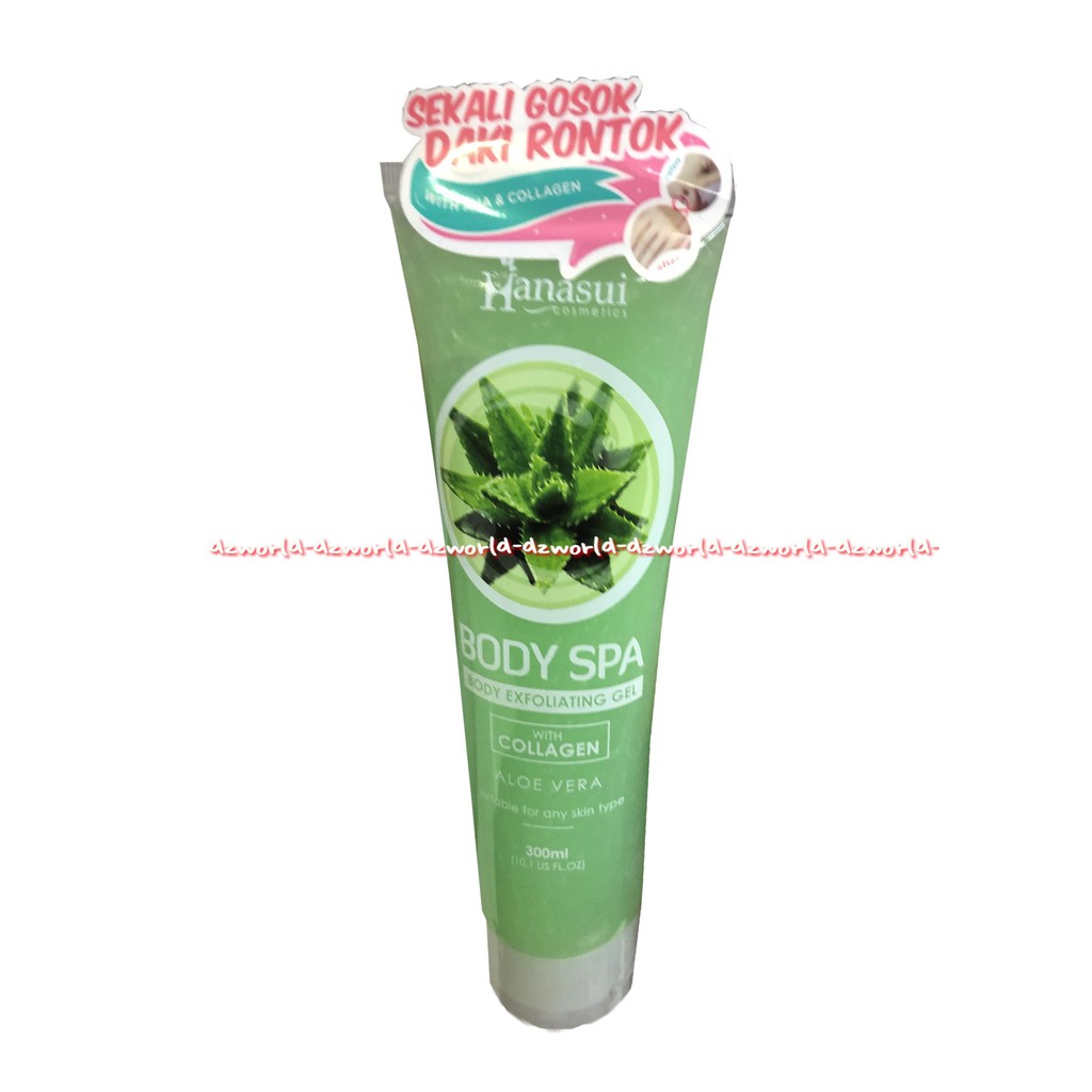 Hanasui Body Exfoliating Gel With Collagen Aloe Vera Strawberry 300ml gel lulur