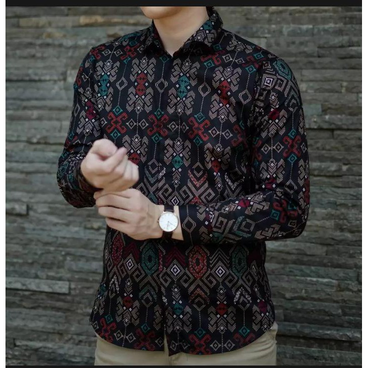 Menfashionhouse Kemeja Batik Pria Lengan Panjang Cowok Murah Berkualitas