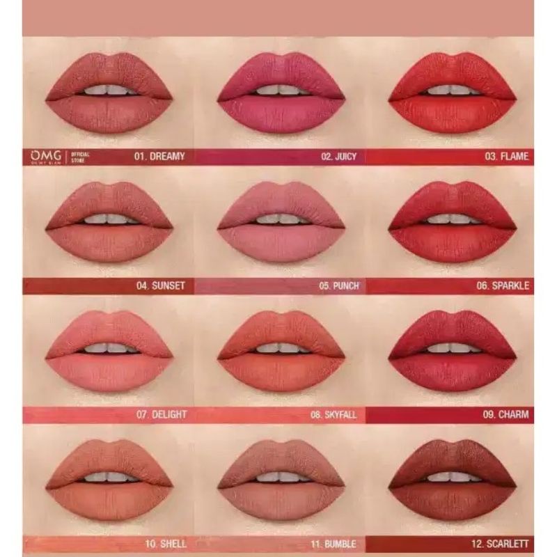 OMG oh my glam matte kiss lip cream | lip cream OMG punch | lip cream OMG no 5 | lipstick OMG