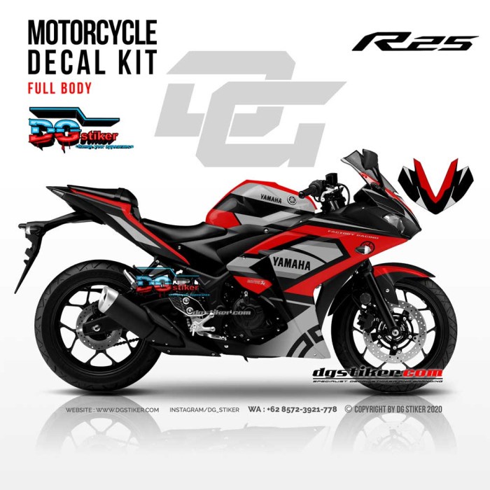 Decal Sticker R25 Hitam Merah Desmosedici DG Stiker