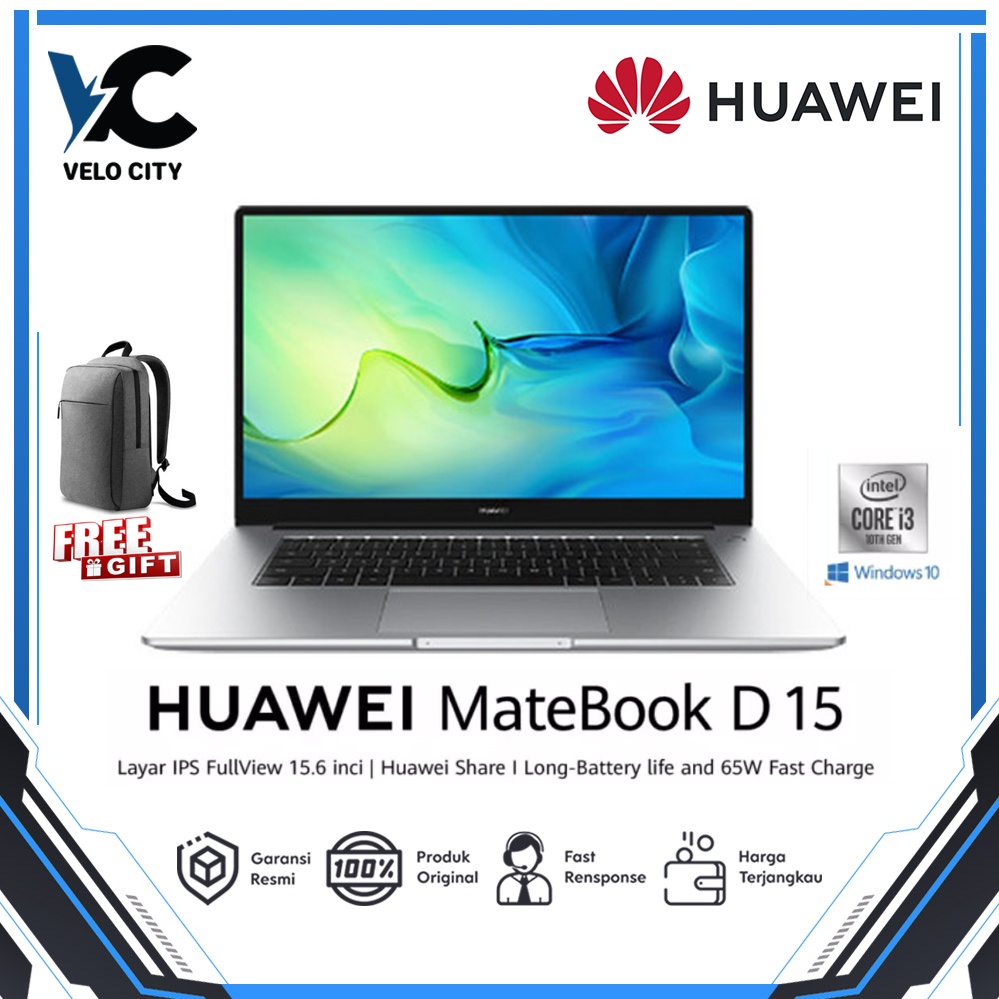 Huawei Matebook D15-Core i3 10110U Memory 8GB 256GB Garansi Resmi