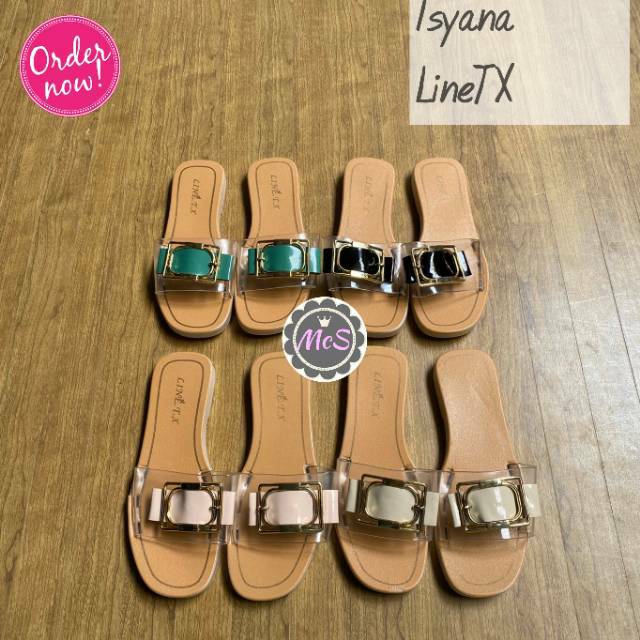 sandal jelly kaca gesper kotak merk LineTX
