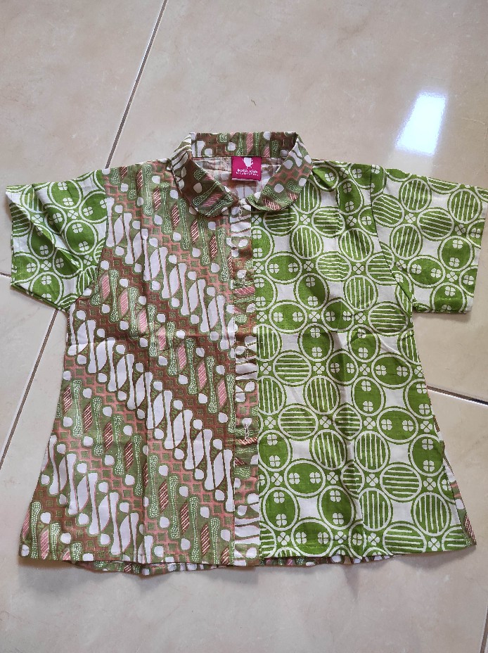 Kemeja Batik Anak Perempuan Cantik Lucu Atasan Batik Anak Cewek Biru Pink Hijau Top Batik Anak Soft