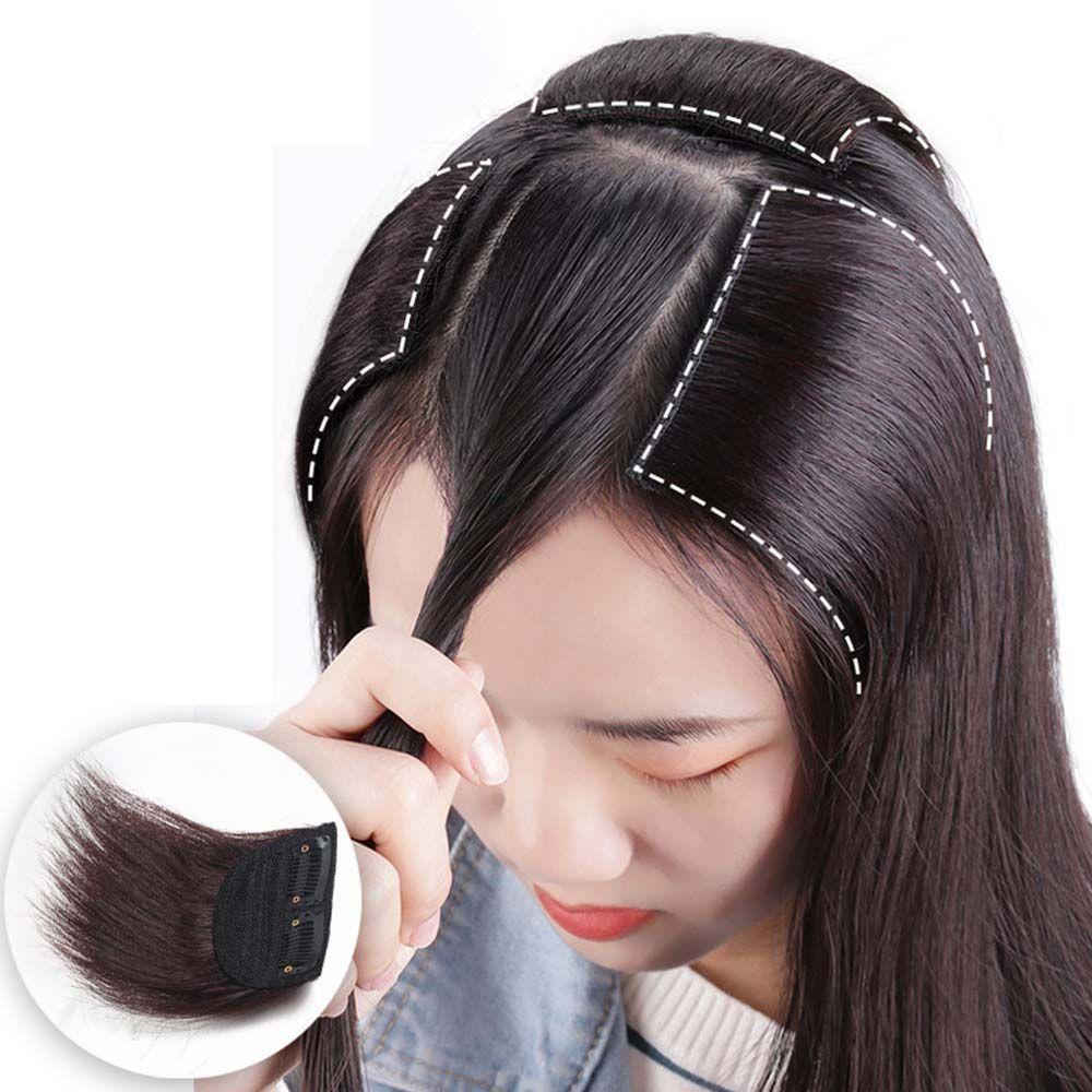 Mxbeauty Wig Poni Rambut Palsu Model Pendek Warna Hitam / Coklat Untuk Wanita