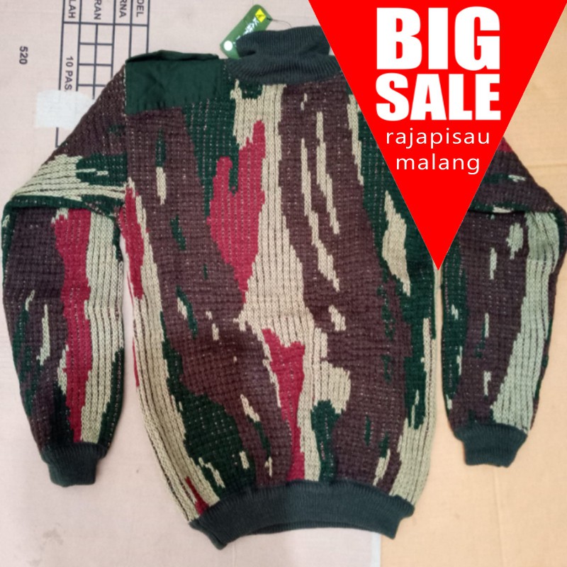 Sweater Pria Army Loreng Hitam Hijau Sweater Rajut LORENG KOPASUS