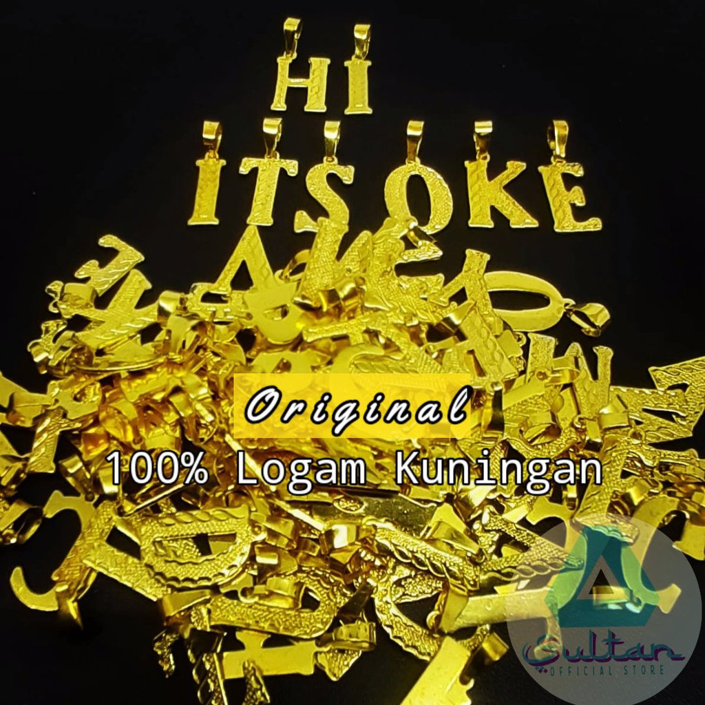 Liontin Alphabet Huruf Abjad (Logam Kuningan) #L03