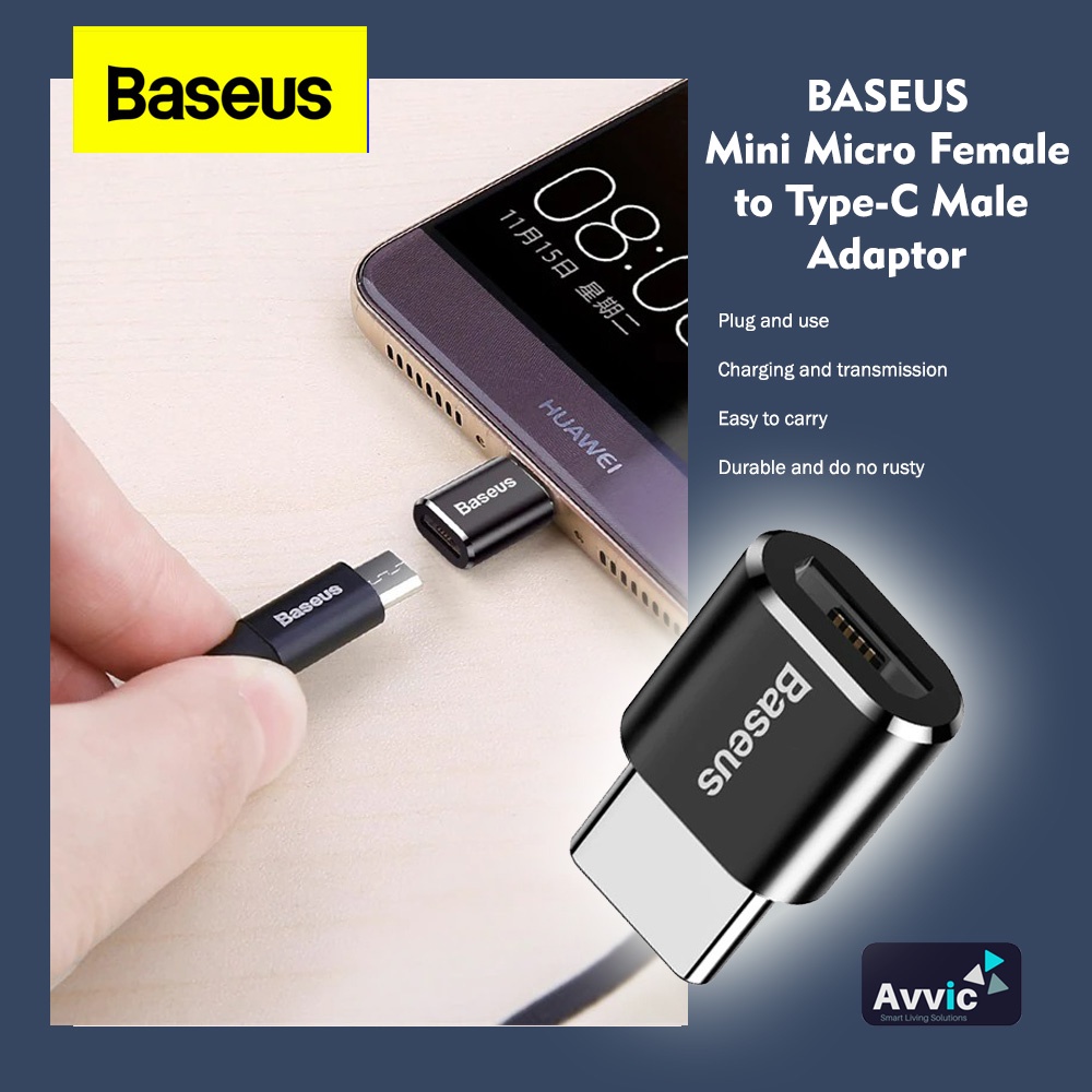 BASEUS USB OTG Adaptor Micro USB Female to Type C Male Adapter Converter