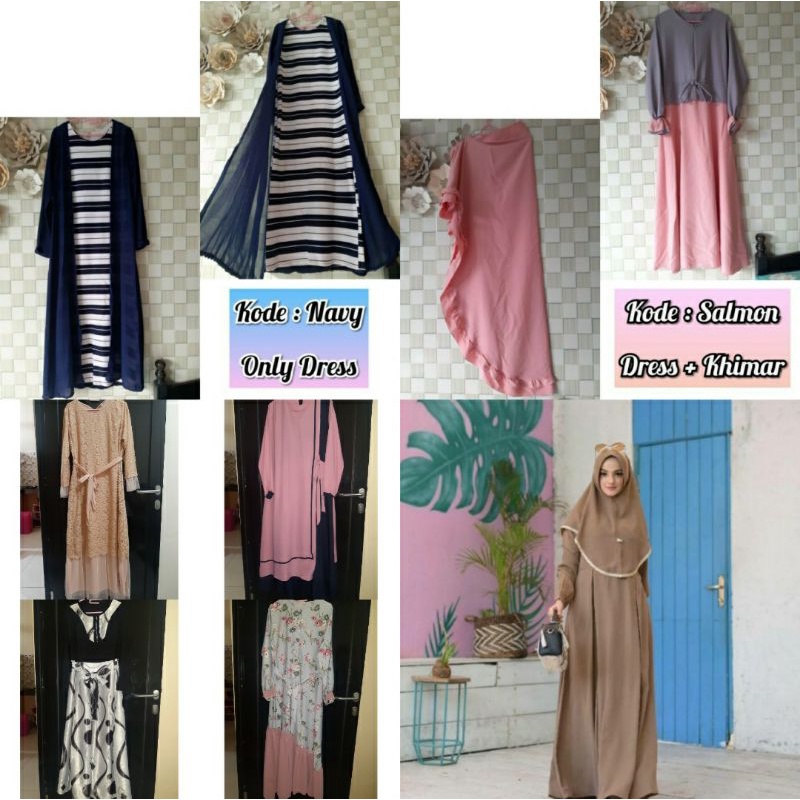 Preloved Dress / Gamis Set Khimar Second Murah