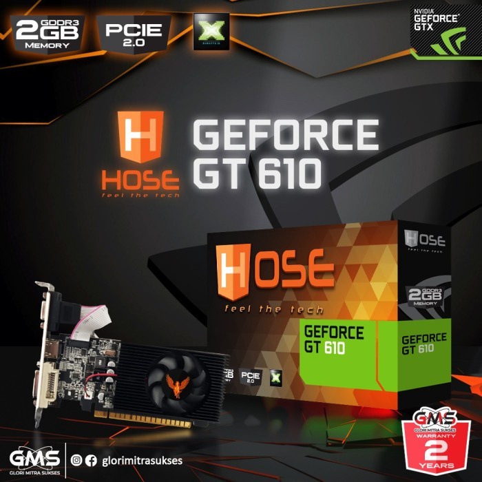 VGA HOSE GeForce GT 610 2GB DDR3 LP - Garansi Resmi 2 Tahun