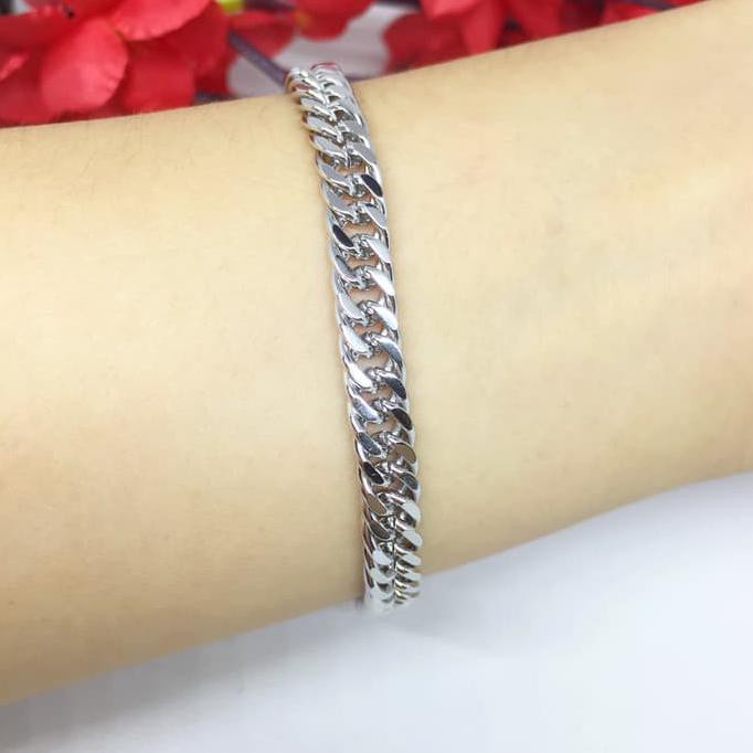 promo Gelang Rantai Polos Xuping Warna Silver Lapis Emas Putih - BB250