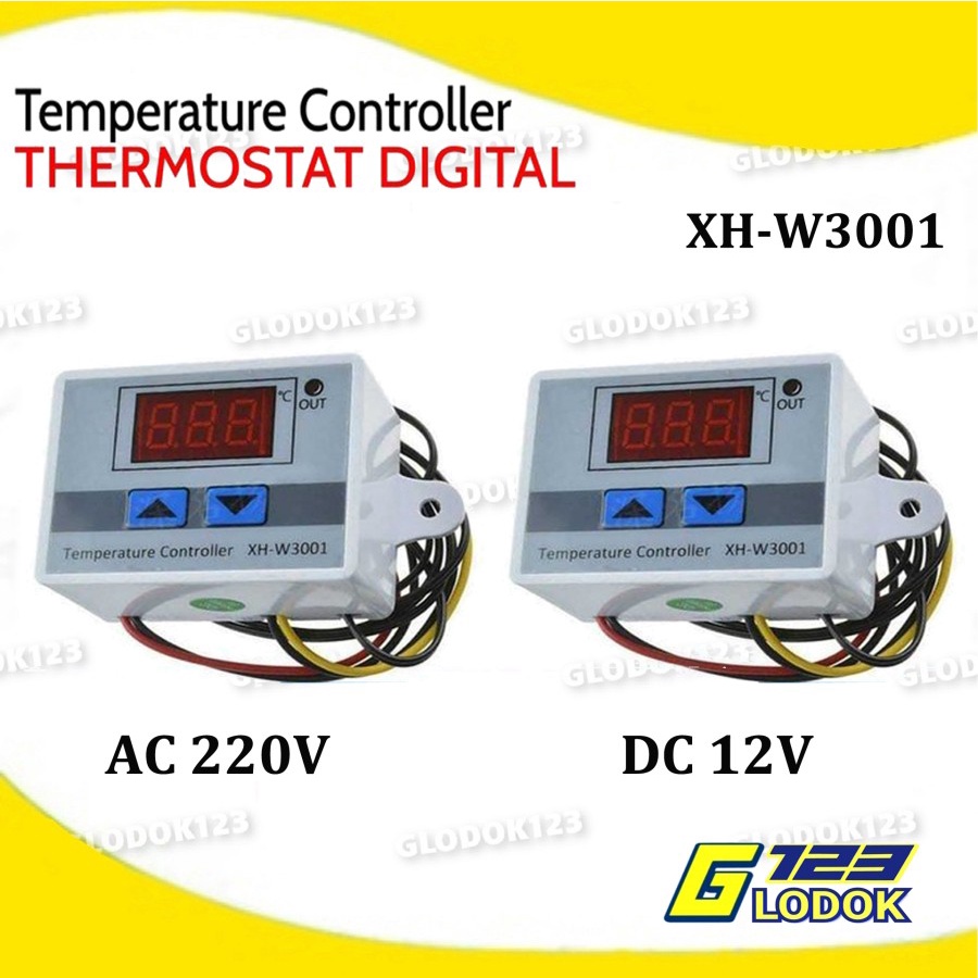 Thermostat Digital AC 220V DC 12V Termostat Pengatur Suhu XH W3001