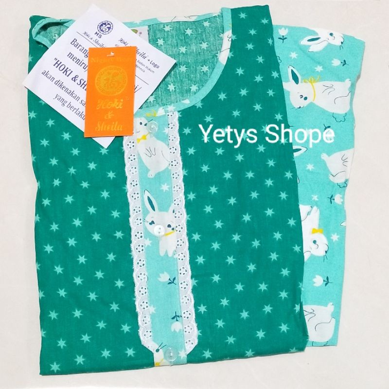 CP Full Kancing Hoki&Sheila LD110 Baju Tidur Piyama Standart [Part 1]-StartRabbit HS Hijau